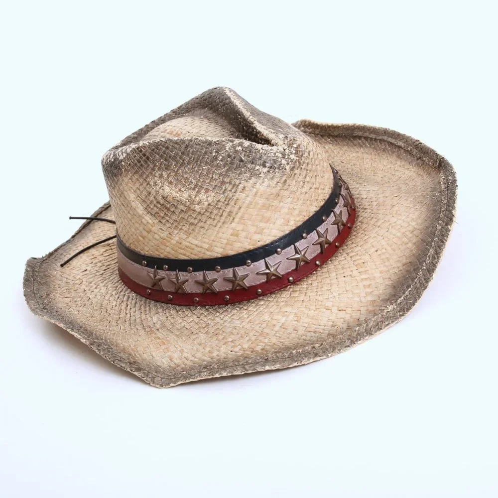 Peter Grimm American Flag Stars Cowgirl Straw Hat‎ Women One Size